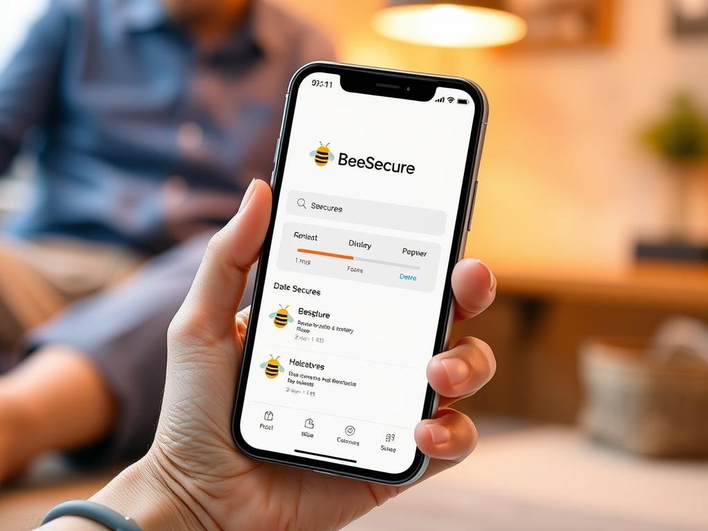 Genera un'immagine dell'applicazione BeeSecure su uno smartphone