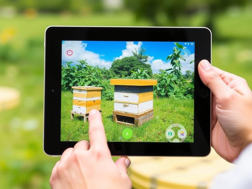 Genera un'immagine di un Sistema di Monitoraggio Arnia su un tablet