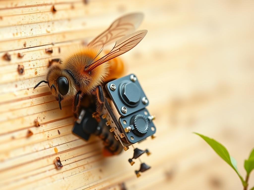 Genera un'immagine di un alveare con sensori integrati