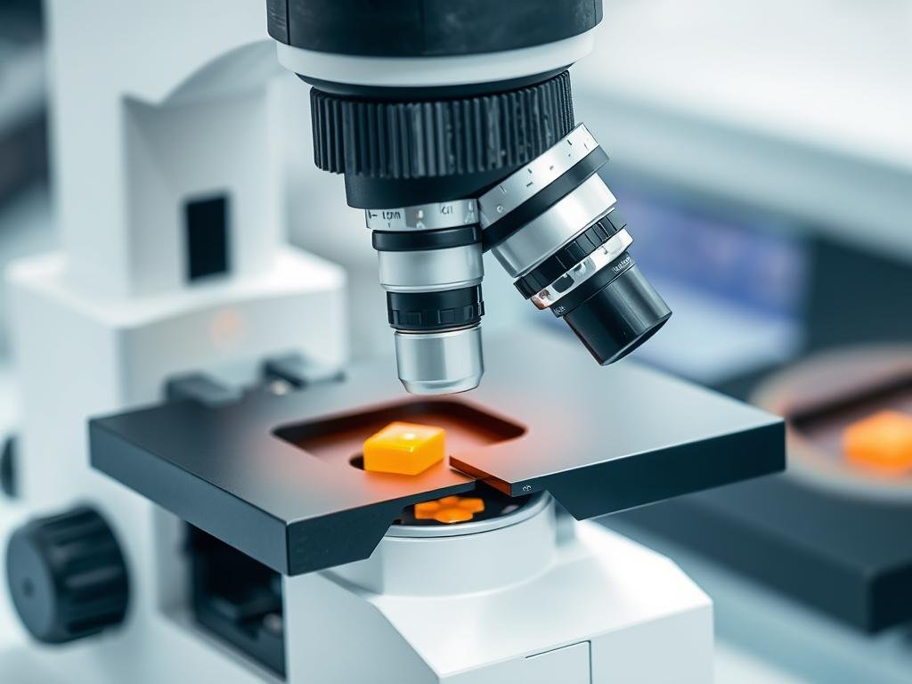 Genera un'immagine di un microscopio professionale utilizzato per l'analisi pollinica del miele. Genera un'immagine di un microscopio professionale utilizzato per l'analisi pollinica del miele.