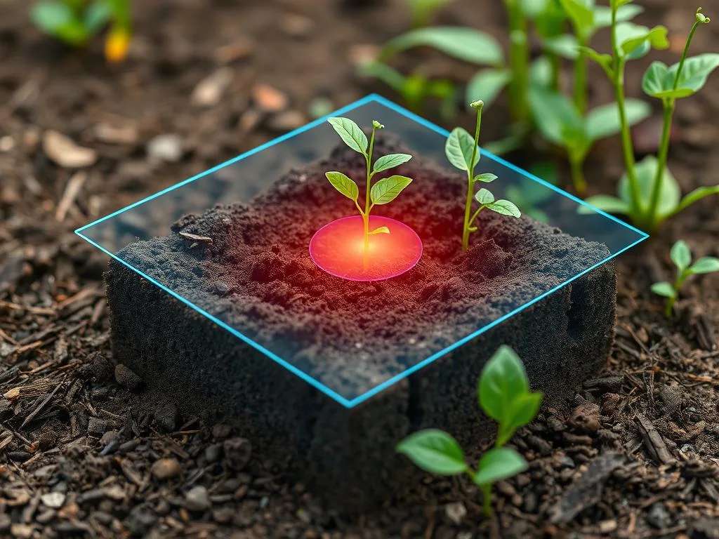 Genera un'immagine di una piattaforma di monitoraggio ambientale che utilizza l'intelligenza artificiale per l'analisi del suolo Genera un'immagine di una piattaforma di monitoraggio ambientale che utilizza l'intelligenza artificiale per l'analisi del suolo