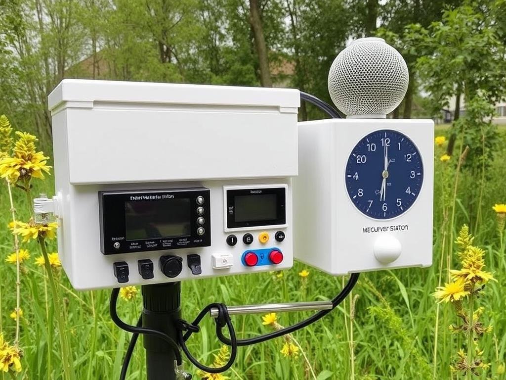 Genera un'immagine di una stazione meteorologica integrata per apiario