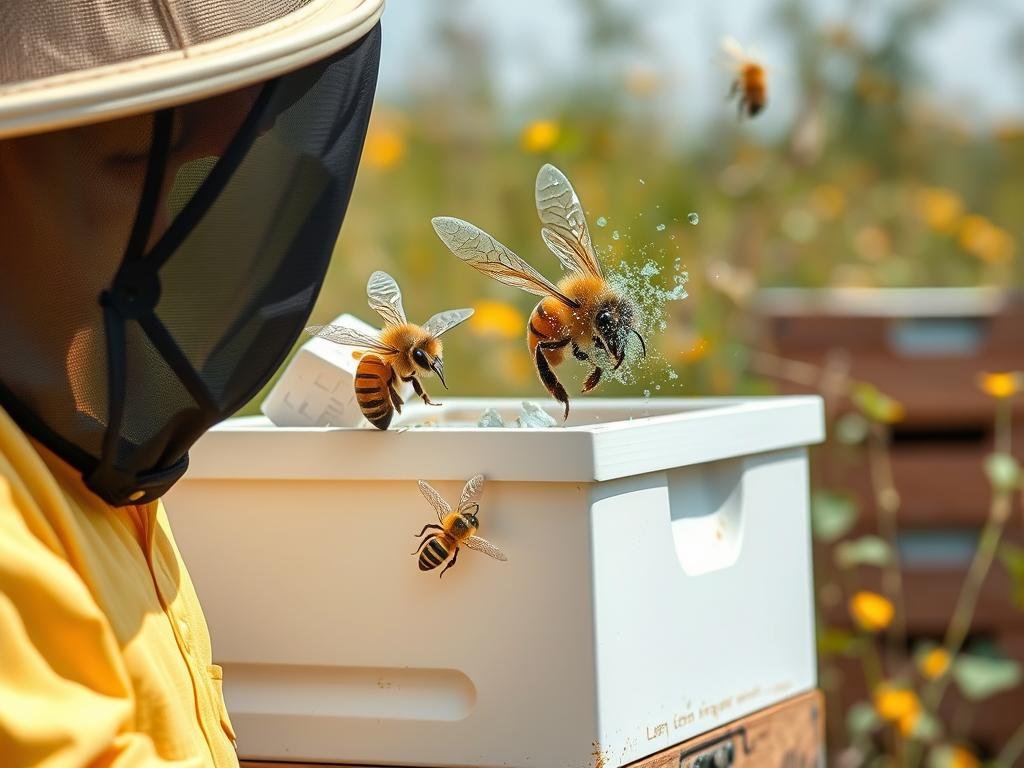 Generazione di un'immagine che rappresenta l'integrazione dell'intelligenza artificiale nell'apicoltura Generazione di un'immagine che rappresenta l'integrazione dell'intelligenza artificiale nell'apicoltura