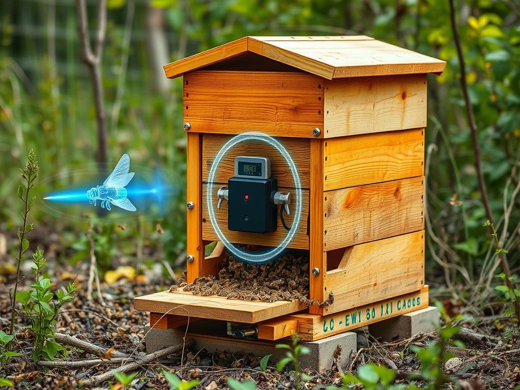 Generazione di un'immagine che rappresenta un apiario protetto da sistemi di sicurezza avanzati