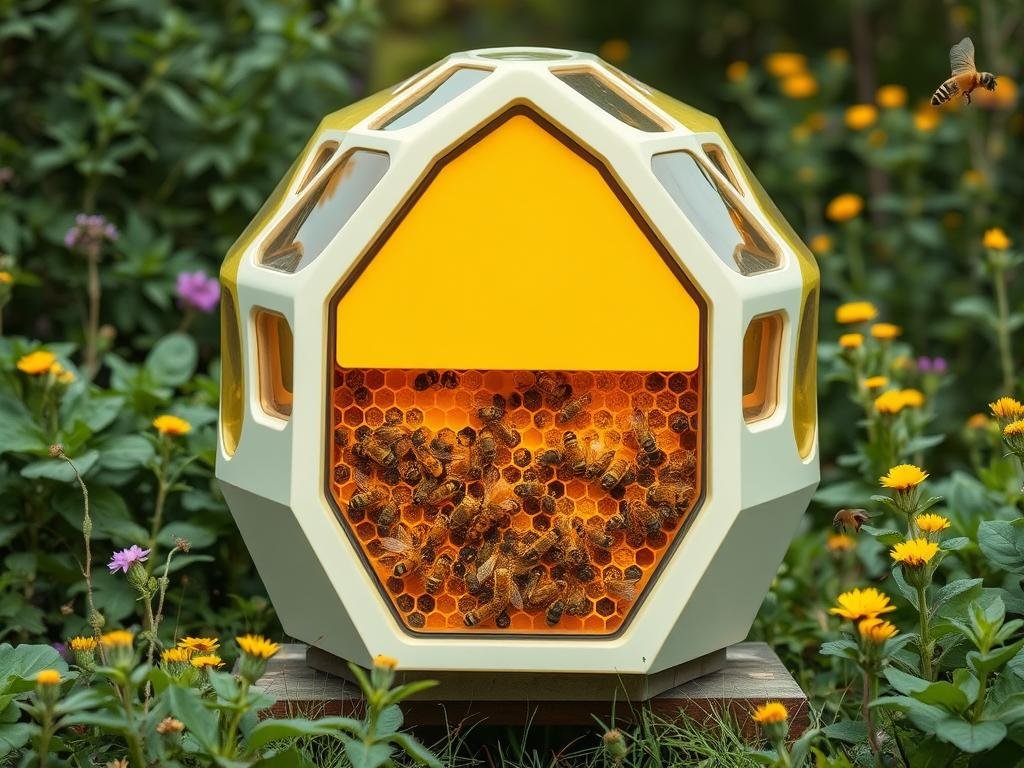 Generazione di un'immagine di BeeHome, l'alveare tecnologico basato sull'intelligenza artificiale Generazione di un'immagine di BeeHome, l'alveare tecnologico basato sull'intelligenza artificiale