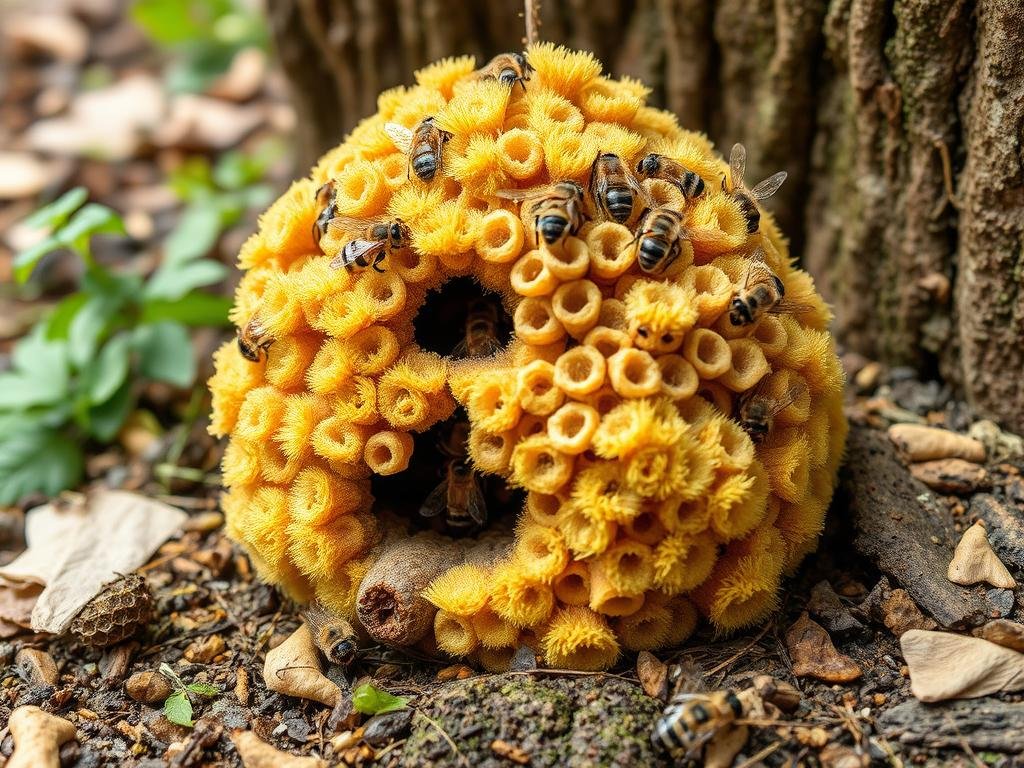 Generazione di un'immagine di un'arnia ecologica realizzata con miceli