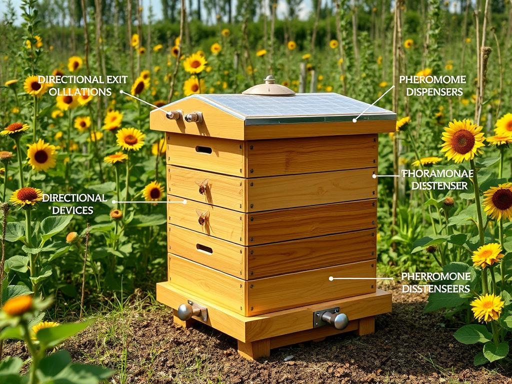 Generazione di un'immagine di un'arnia specializzata per l'impollinazione con dispositivi di uscita direzionale e distributori di feromoni