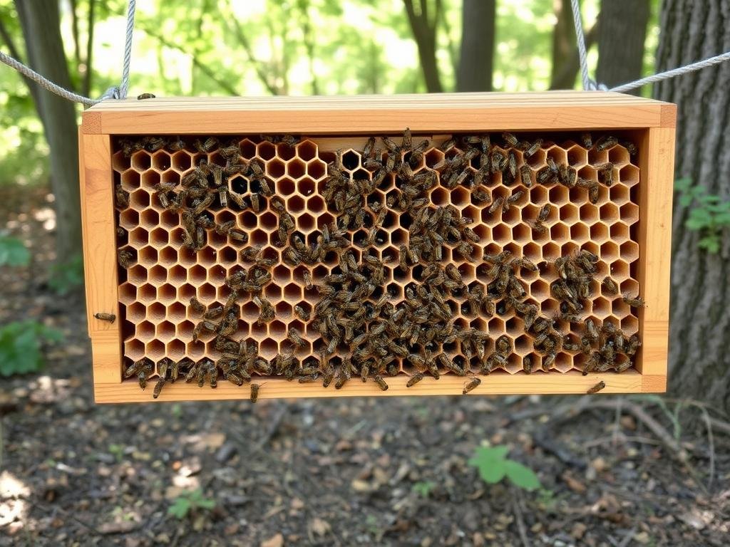 Immagina un'arnia orizzontale che permette alle api di costruire favi in modo naturale.