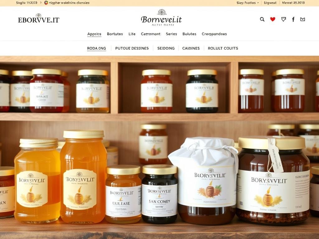 Immagine dello shop online Borvei.it con una varietà di prodotti a base di miele