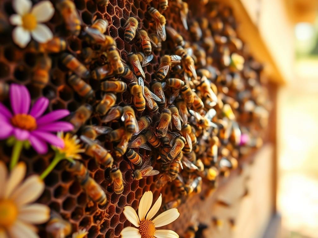 Immagine di api in un apiario