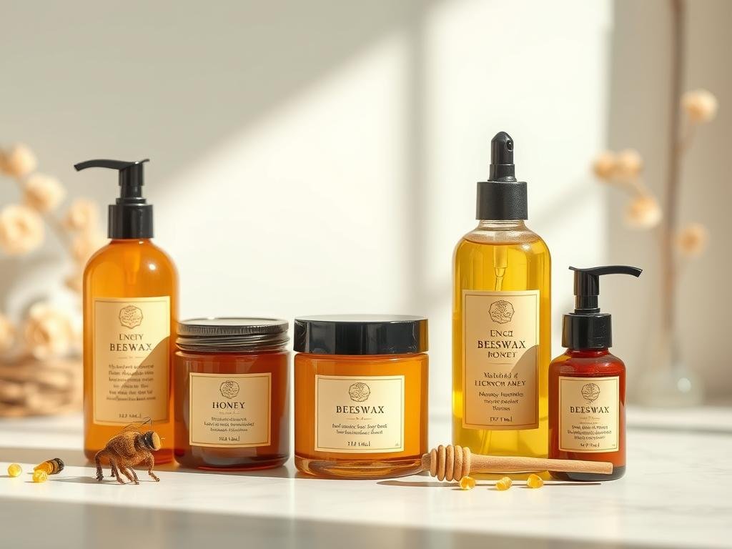 Immagine di prodotti cosmetici a base di cera d'api e miele