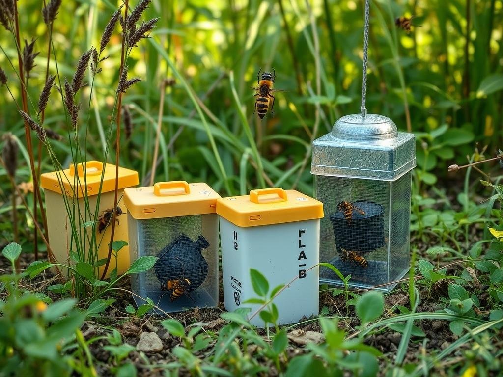 Immagine di trappole per vespe e calabroni posizionate in un ambiente naturale