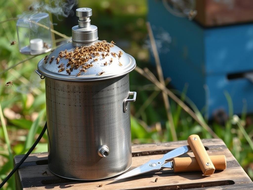 Immagine di un affumicatore e una leva da apicoltore