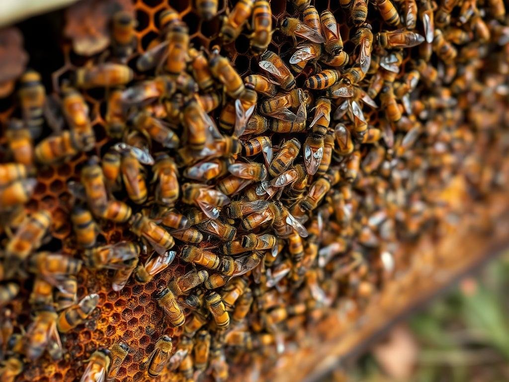 Immagine di un alveare con api malate