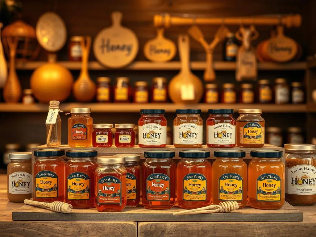 Immagine di un e-commerce di miele artigianale con diverse varietà in esposizione