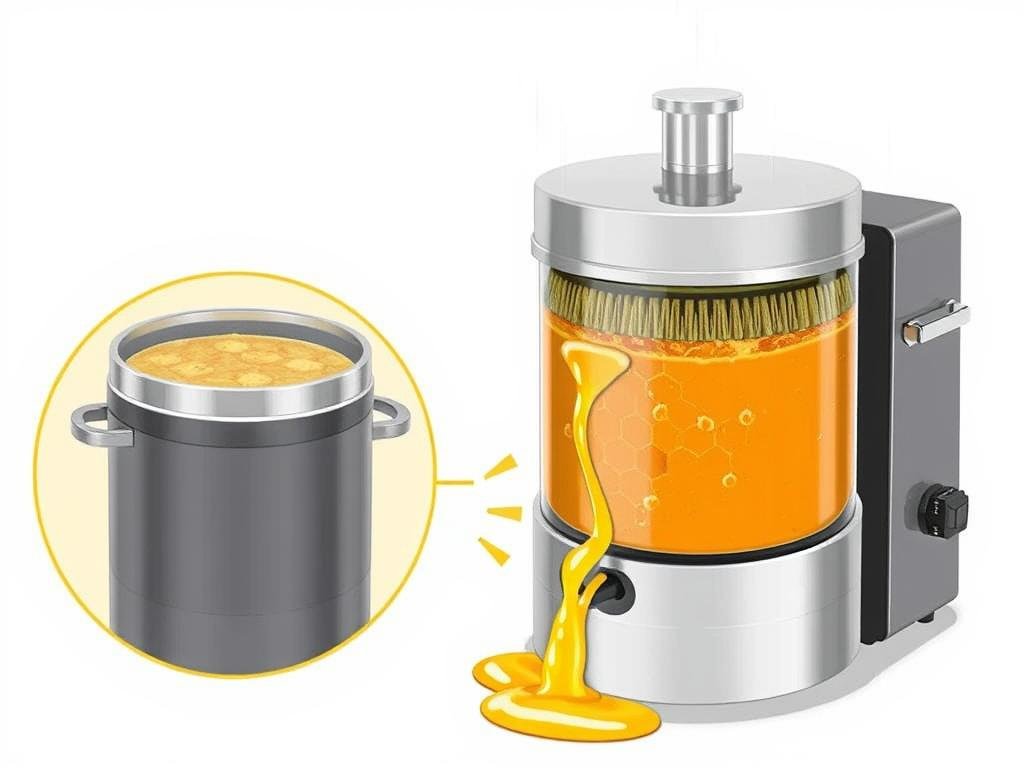 Immagine di un estrattore di miele elettrico professionale in azione