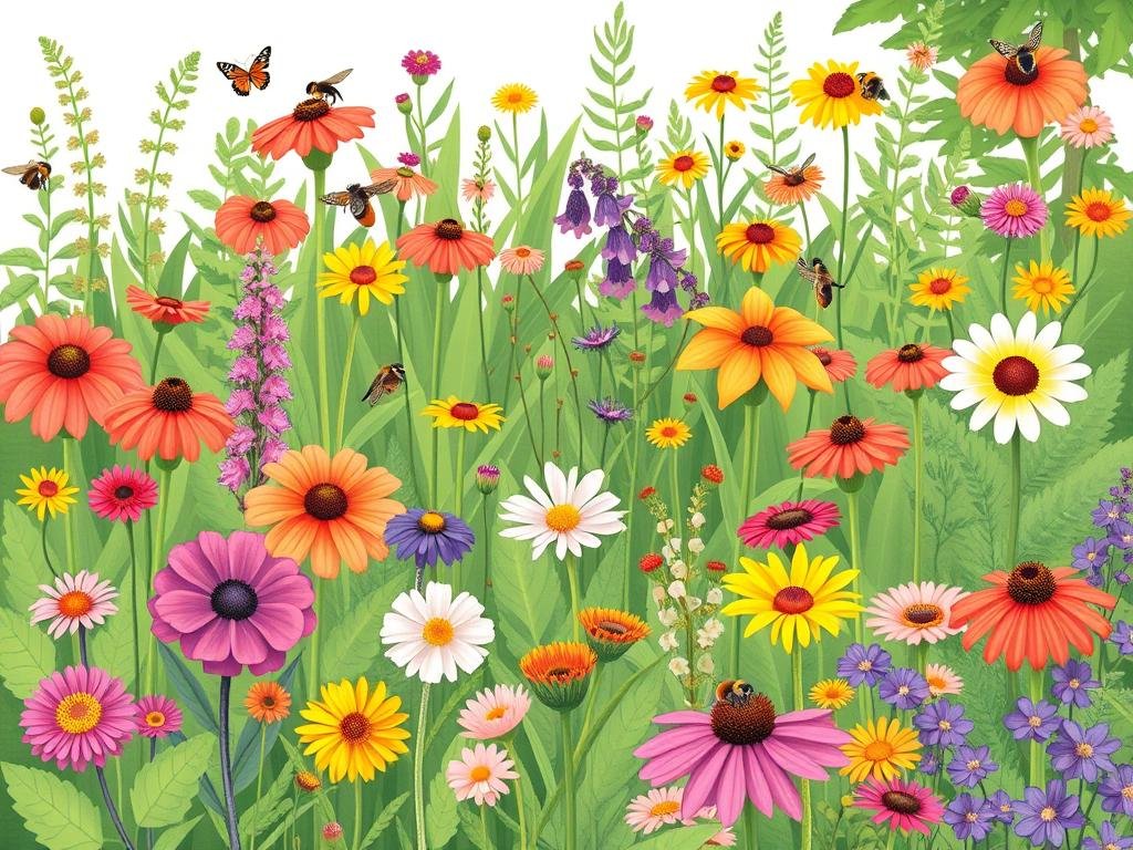 Immagine di un giardino colorato con diverse piante mellifere