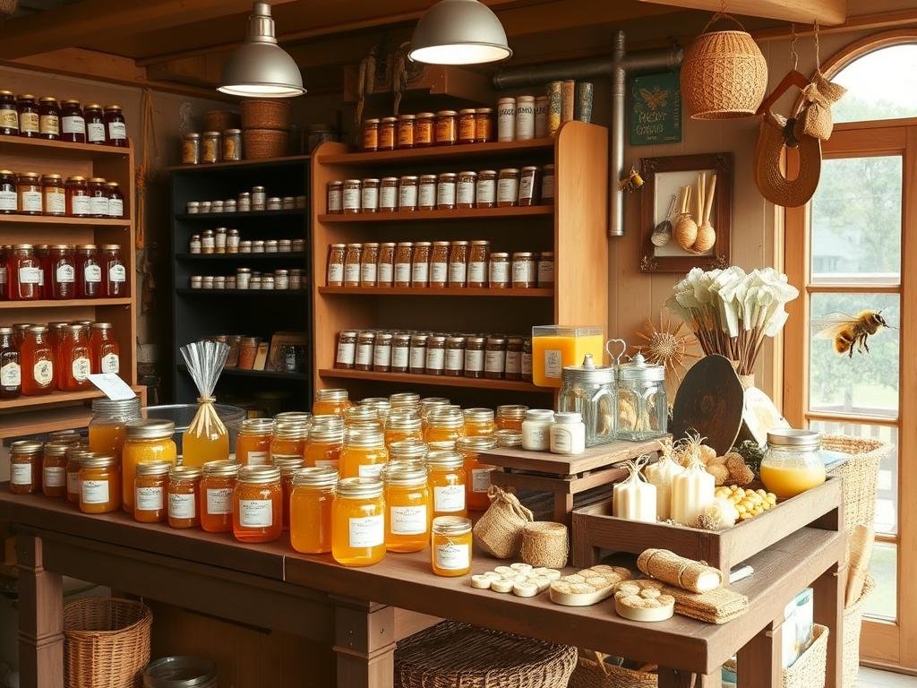 Immagine di un negozio di apicoltura con prodotti di alta qualità