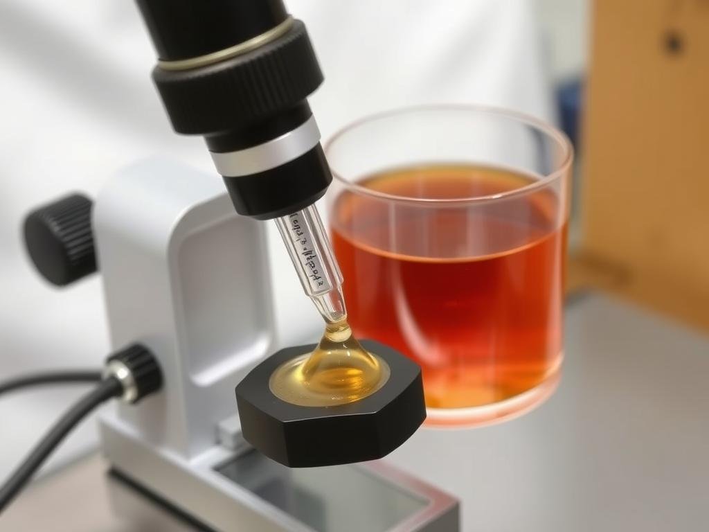 Immagine di un rifrattometro utilizzato per misurare l'umidità del miele Immagine di un rifrattometro utilizzato per misurare l'umidità del miele