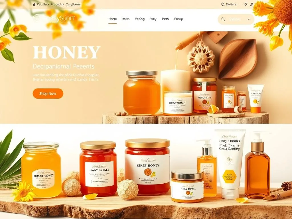 Immagine di un sito e-commerce con prodotti a base di miele