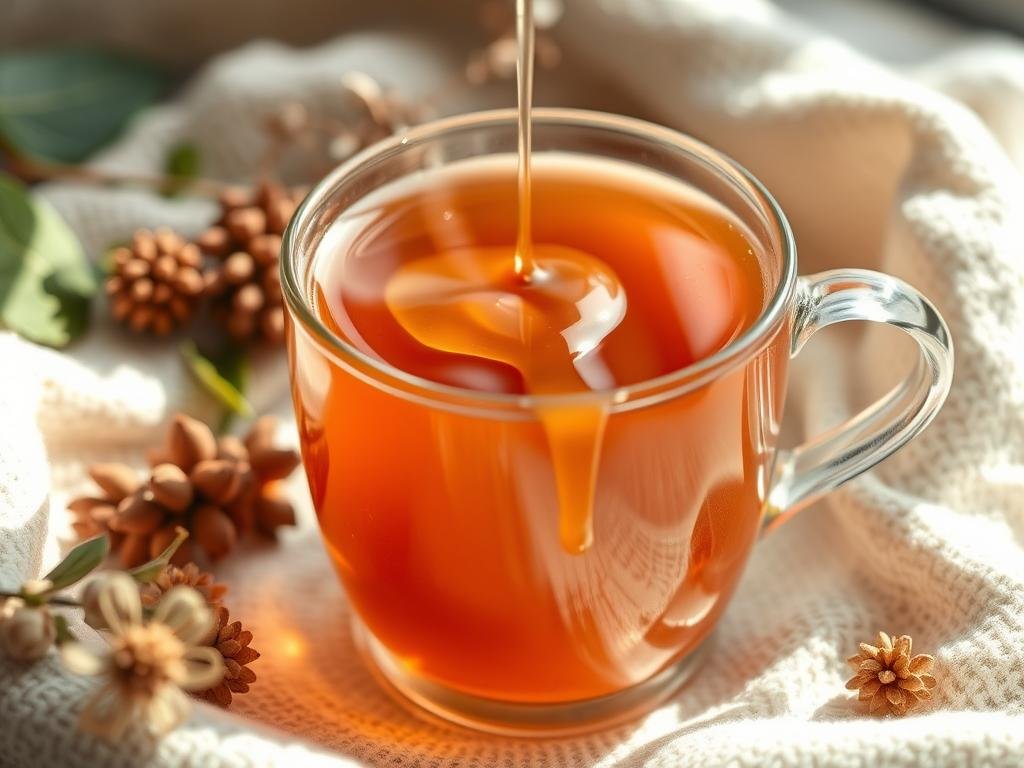 Immagine di un tè caldo con miele di acacia
