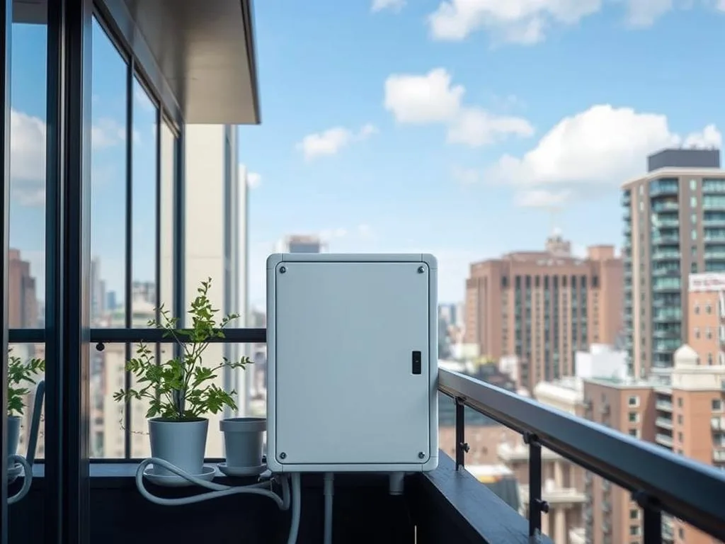 Immagine di una B-BOX installata su un balcone urbano