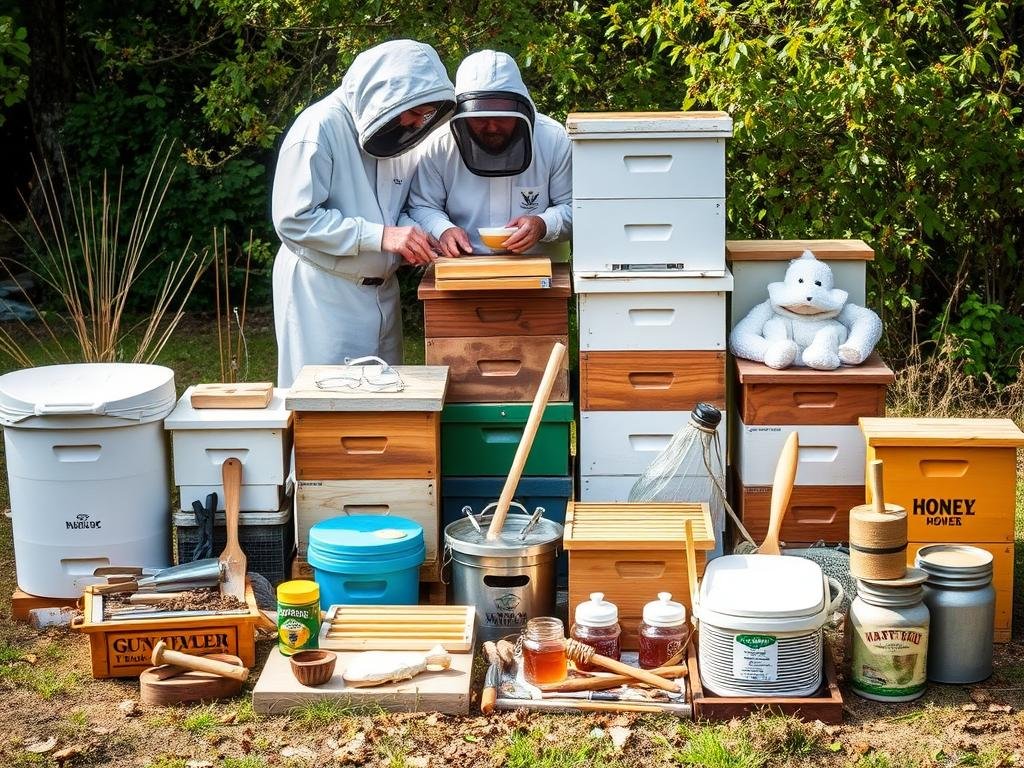 Immagine di una gamma di attrezzature per apicoltura