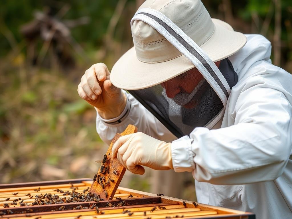 Immagine di una leva da apicoltura in uso