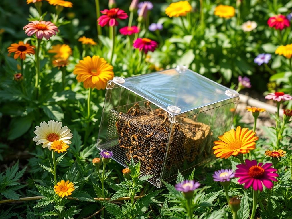 Immagine di una trappola per vespe posizionata in un giardino