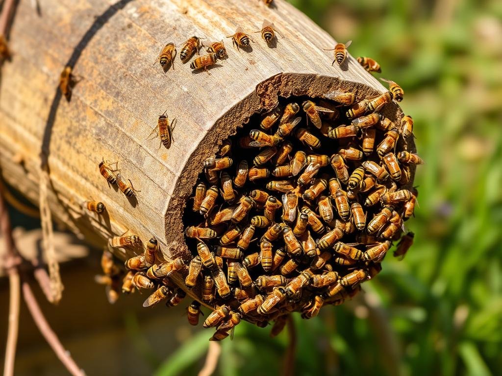 Immagine di un'arnia Dadant con api al lavoro