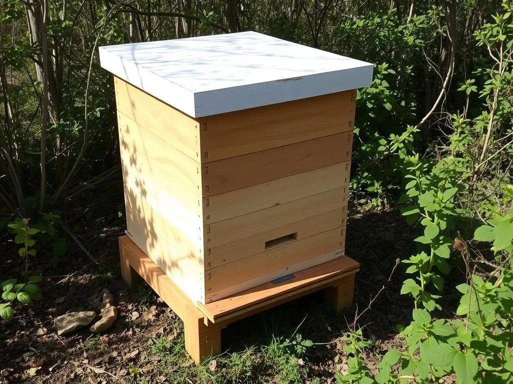 Immagine di un'arnia Layens utilizzata in un apiario commerciale