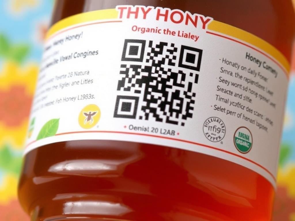 Immagine di un'etichetta di miele con un QR code