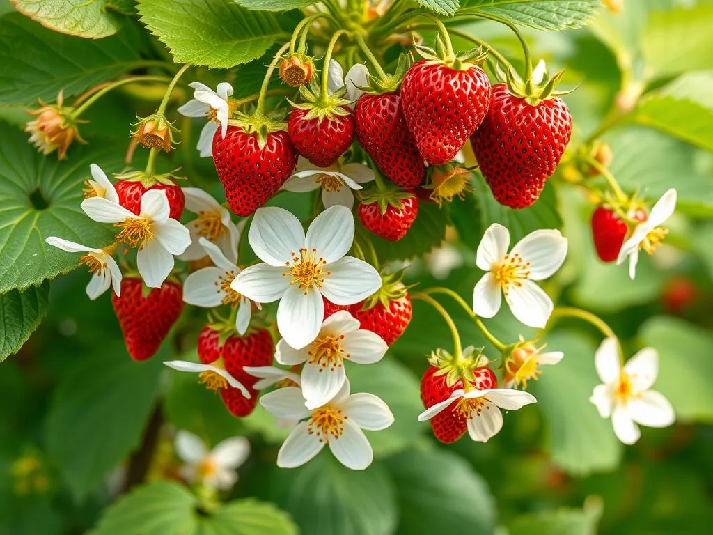 Visualizza un corbezzolo con i suoi fiori bianchi e i frutti rossi, un vero spettacolo per api e giardinieri. Visualizza un corbezzolo con i suoi fiori bianchi e i frutti rossi, un vero spettacolo per api e giardinieri.