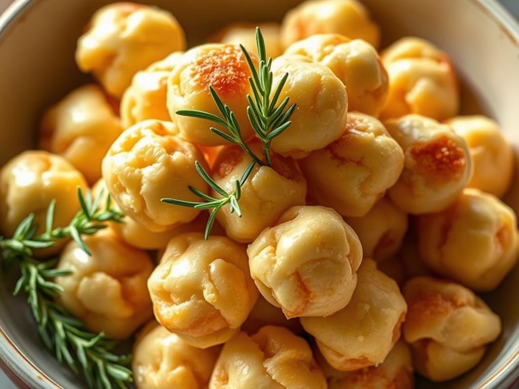 A mound of freshly prepared struffoli, a classic Neapolitan pastry, sits in a shallow bowl. The dough, homemade and impasto-like, has been carefully shaped into bite-sized balls, their golden-brown surfaces glistening under the soft, warm lighting. Strewn about are delicate sprigs of rosemary, a nod to the traditional Apicoltura preparation. The overall scene evokes the comforting aroma and texture of these beloved Italian confections, ready to be drizzled with honey and savored. A sense of rustic authenticity pervades the image, transporting the viewer to a cozy Neapolitan kitchen.
