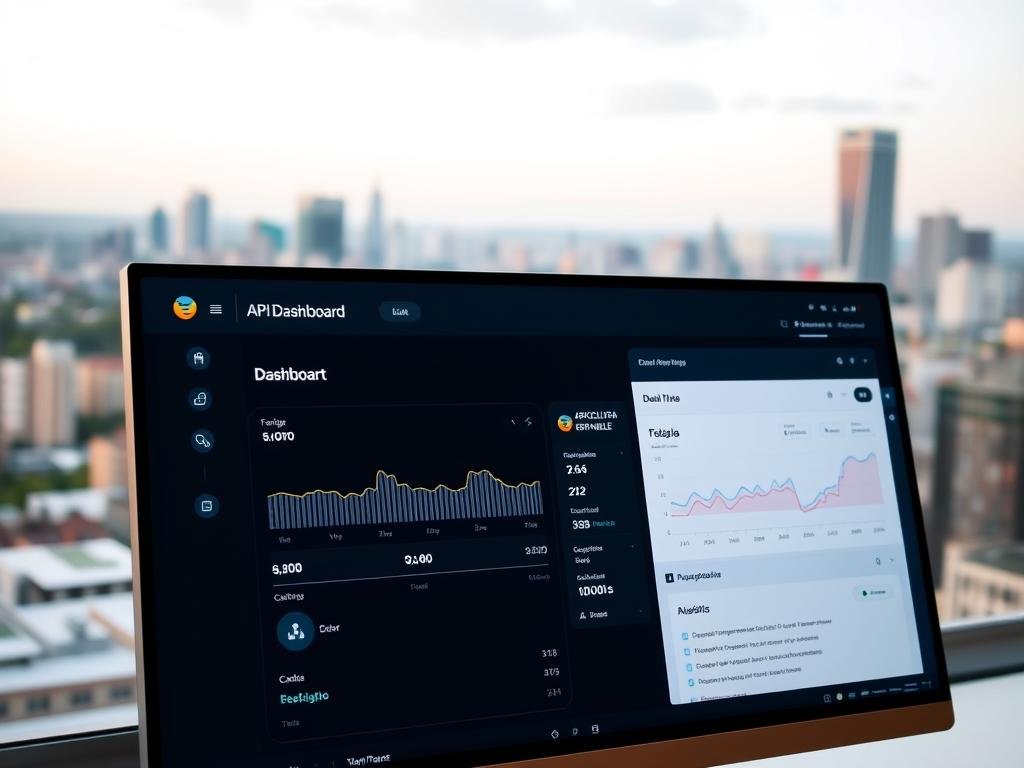 A sleek, modern API dashboard displayed on a computer screen, showcasing the APICOLTURA BORVEI MIELE brand. The interface features intuitive navigation, real-time data visualizations, and clean, minimalist design. The screen is illuminated by warm, diffused lighting, creating a welcoming atmosphere. The camera angle is slightly elevated, giving a sense of authority and professionalism. In the background, a blurred city skyline with a prominent urban landscape reflects the brand's connection to the local community. A sleek, modern API dashboard displayed on a computer screen, showcasing the APICOLTURA BORVEI MIELE brand. The interface features intuitive navigation, real-time data visualizations, and clean, minimalist design. The screen is illuminated by warm, diffused lighting, creating a welcoming atmosphere. The camera angle is slightly elevated, giving a sense of authority and professionalism. In the background, a blurred city skyline with a prominent urban landscape reflects the brand's connection to the local community.