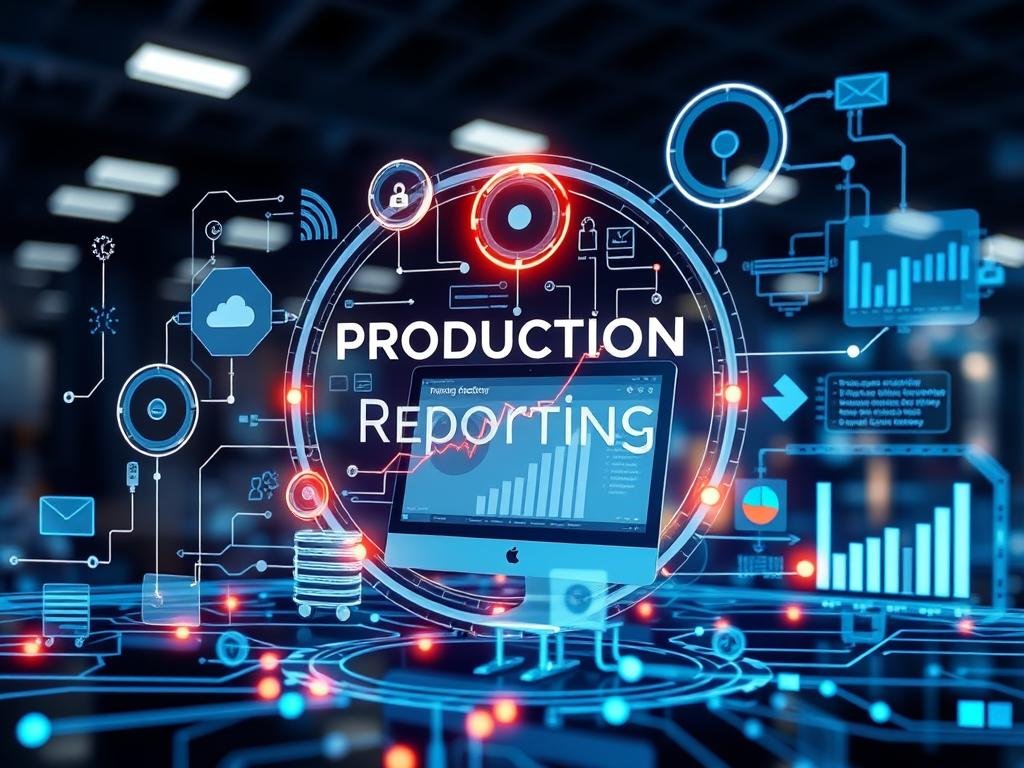 Genera un'immagine che rappresenti il concetto di automazione dei report di produzione Genera un'immagine che rappresenti il concetto di automazione dei report di produzione