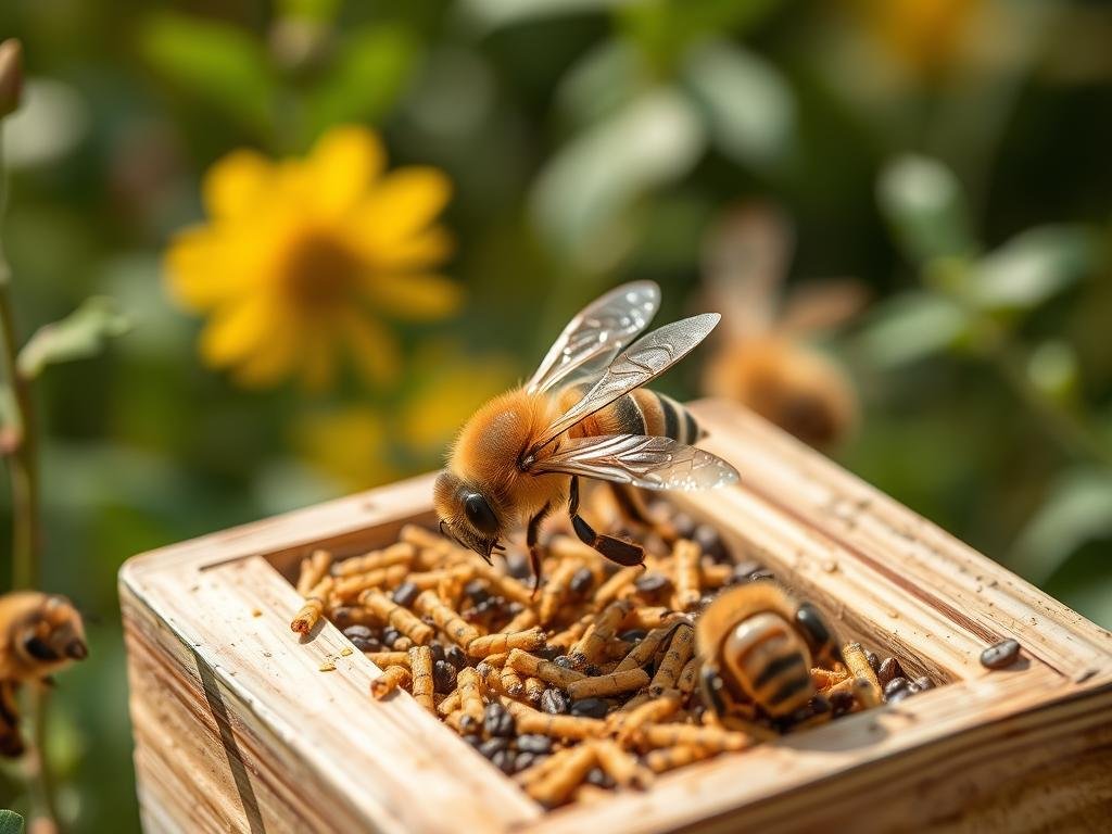 Genera un'immagine che rappresenti la tecnologia di 3Bee nell'apicoltura