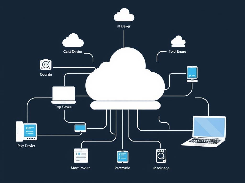 Genera un'immagine che rappresenti una piattaforma di gestione di dispositivi IoT.