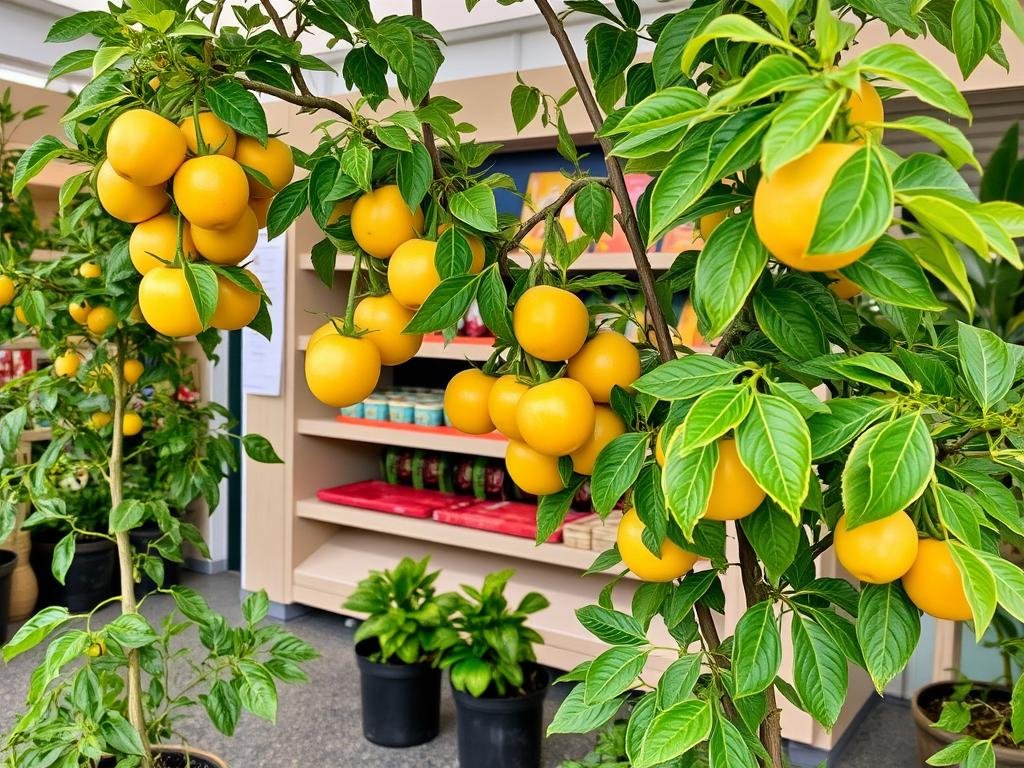 Genera un'immagine del punto vendita di Savigno Valsamoggia con piante da frutto