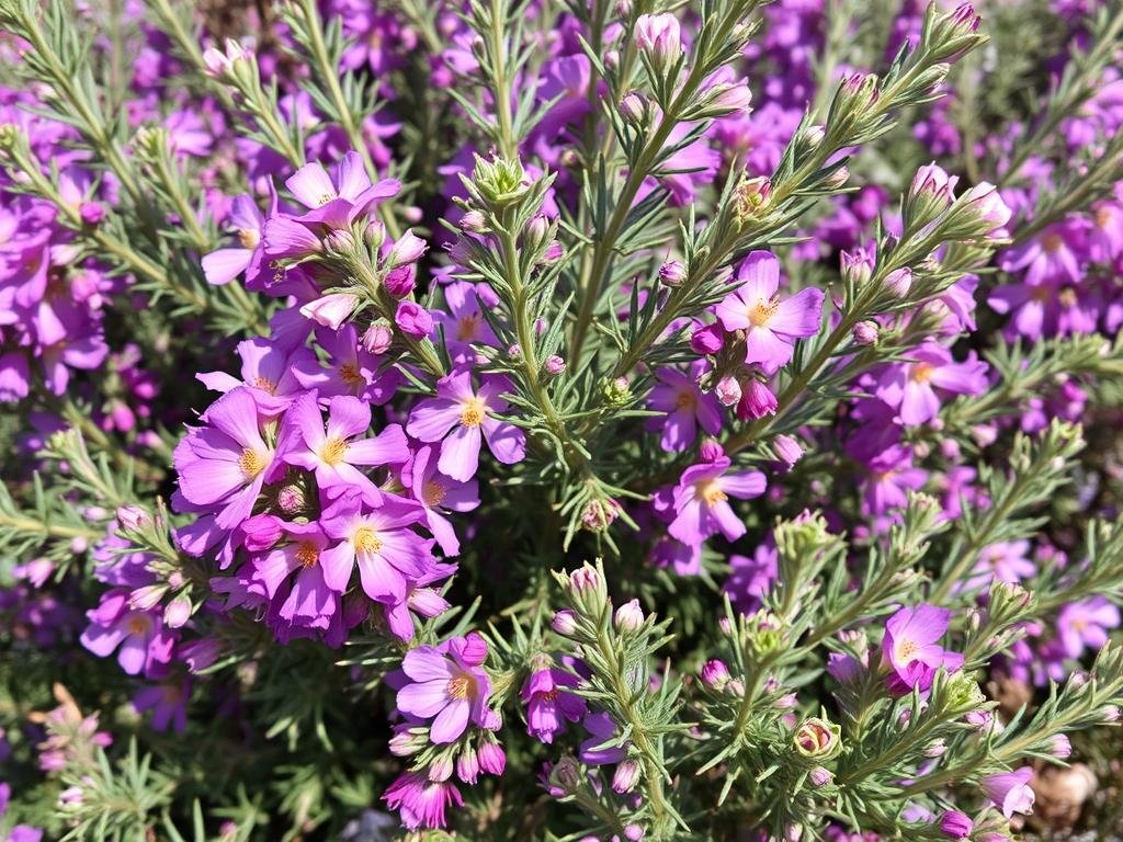 Genera un'immagine di un cespuglio di rosmarino in fiore