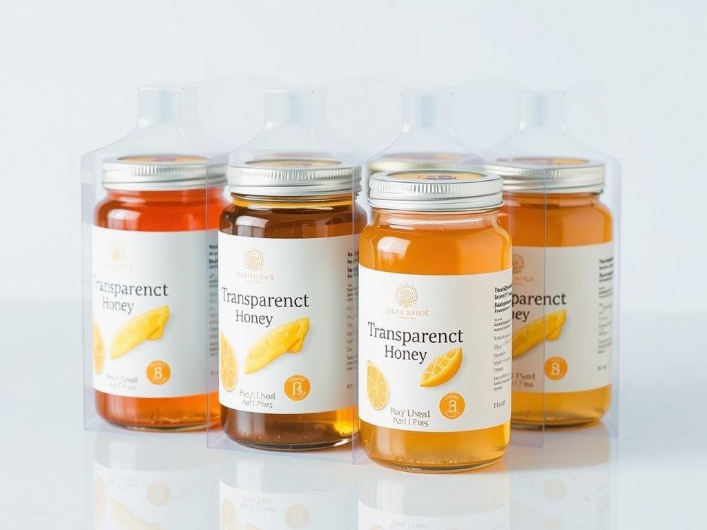 Immagine della confezione "Trasparenza" con vasetti di miele