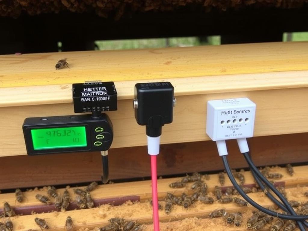 Immagine di sensori di temperatura e umidità installati in un'arnia