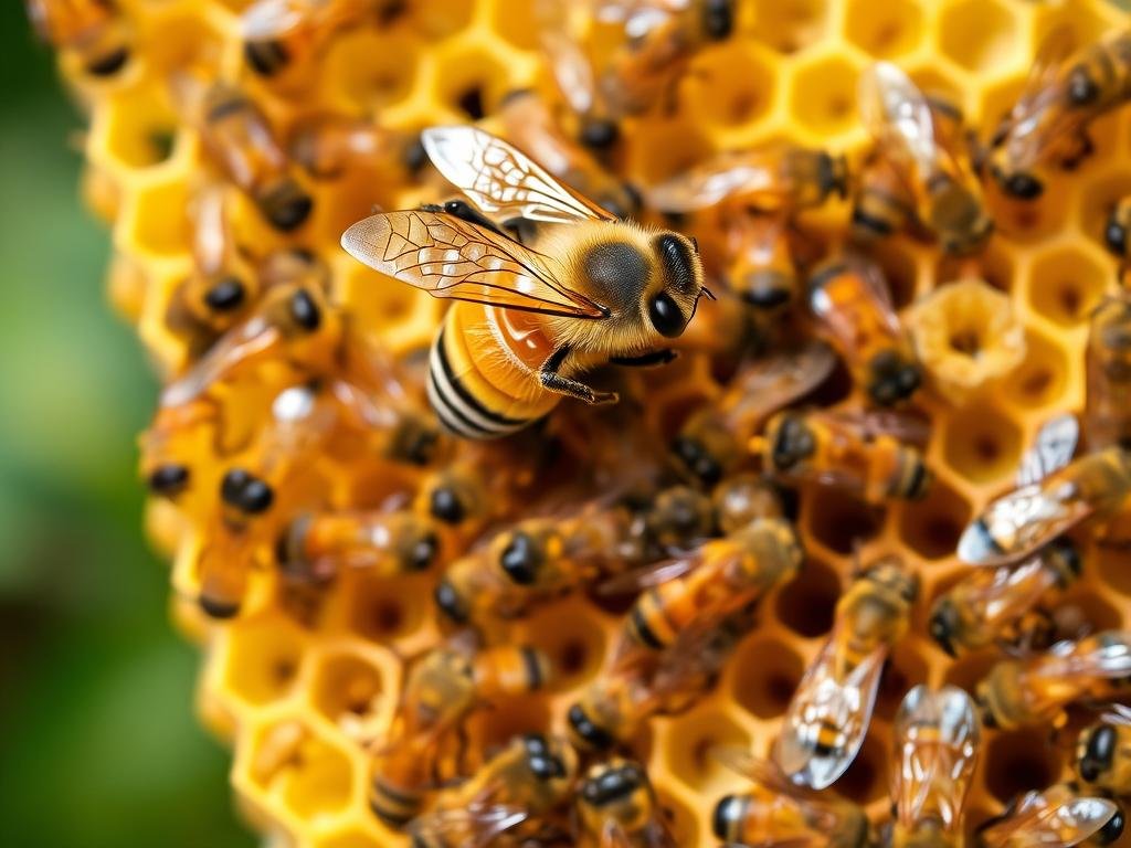 Immagine di un nucleo di api con una regina feconda