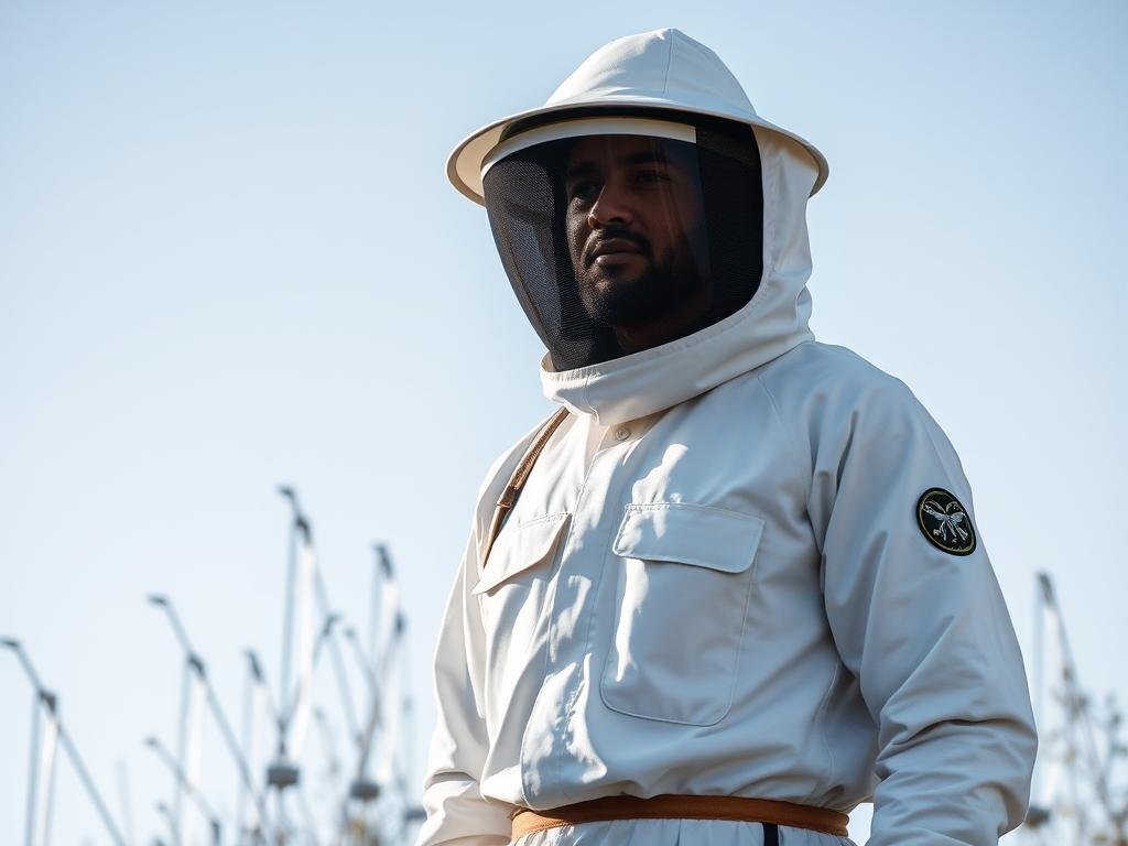 Immagine di una tuta da apicoltore moderna realizzata con materiali innovativi